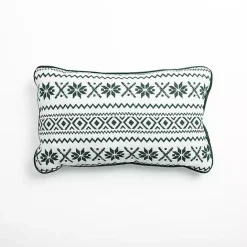 Best Kirklands Home Green and White Fair Isle Christmas Pillow