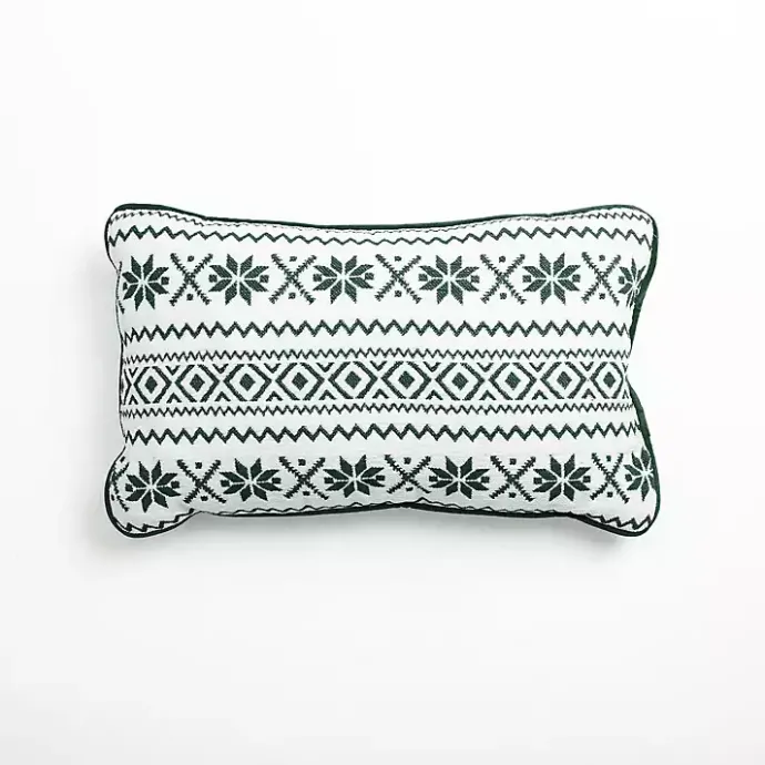 Best Kirklands Home Green and White Fair Isle Christmas Pillow