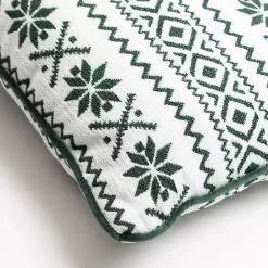 Best Kirklands Home Green and White Fair Isle Christmas Pillow