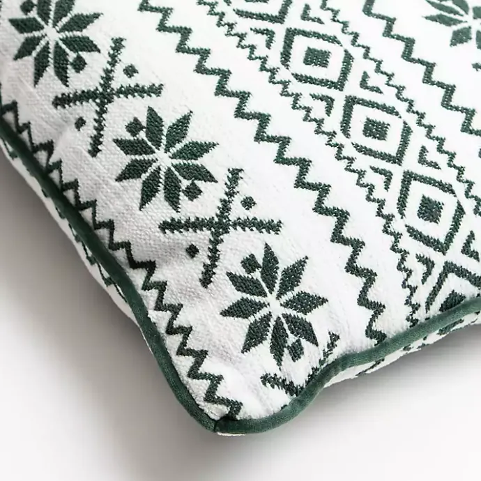 Best Kirklands Home Green and White Fair Isle Christmas Pillow