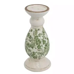 Discount Kirklands Home Green and White Floral Candle Holder, 12.5 in.