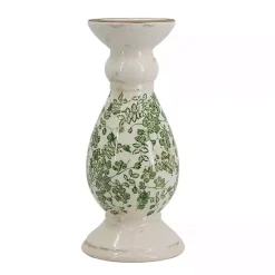 Discount Kirklands Home Green and White Floral Candle Holder, 12.5 in.