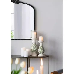 Discount Kirklands Home Green and White Floral Candle Holder, 12.5 in.