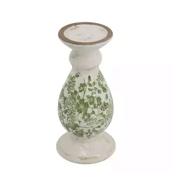 Best Kirklands Home Green and White Floral Candle Holder, 10 in.