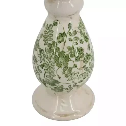 Best Kirklands Home Green and White Floral Candle Holder, 10 in.