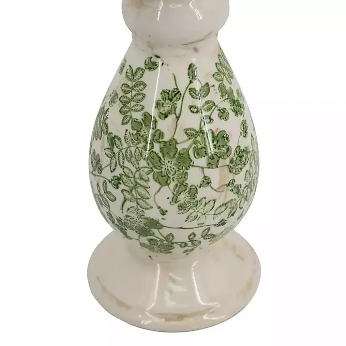 Best Kirklands Home Green and White Floral Candle Holder, 10 in.