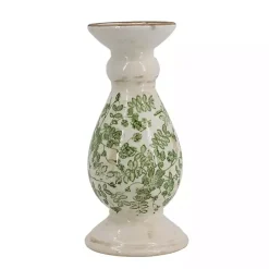 Best Kirklands Home Green and White Floral Candle Holder, 10 in.