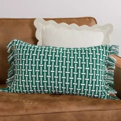 Outlet Kirklands Home Green Basket Weave Lumbar Pillow