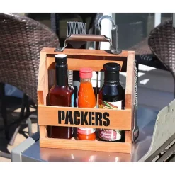 Clearance Kirklands Home Green Bay Packers Wooden Condiment Caddy Brown