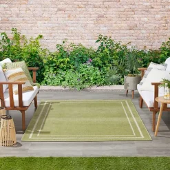 Best Kirklands Home Green Bordered Indoor/Outdoor Area Rug, 5x7