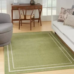 Best Kirklands Home Green Bordered Indoor/Outdoor Area Rug, 5x7