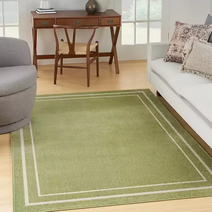 Best Kirklands Home Green Bordered Indoor/Outdoor Area Rug, 5x7