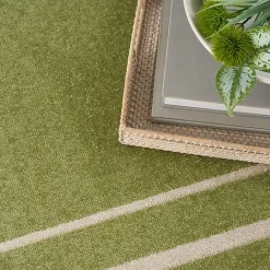 Best Kirklands Home Green Bordered Indoor/Outdoor Area Rug, 5x7