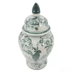 Kirklands Home Ceramic Chinoiserie Jar Green