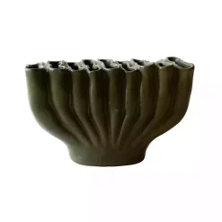 Kirklands Home Ceramic Wavy Folds Vase Green