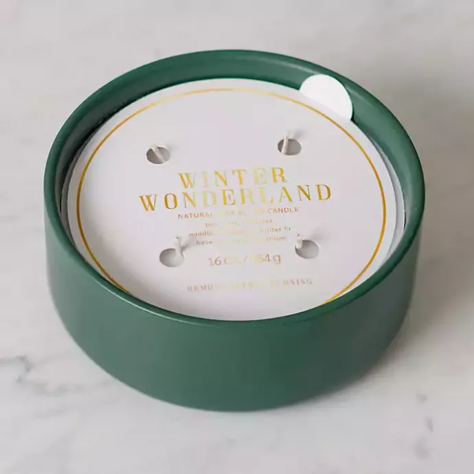 Kirklands Home Ceramic Winter Wonderland 4-Wick Jar Candle Green