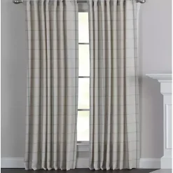 Discount Kirklands Home Green Checkered Single Curtain Panel, 84 in.
