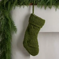 Kirklands Home Chunky Knit Christmas Stocking Green