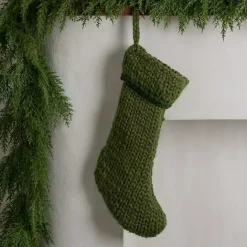 Kirklands Home Chunky Knit Christmas Stocking Green