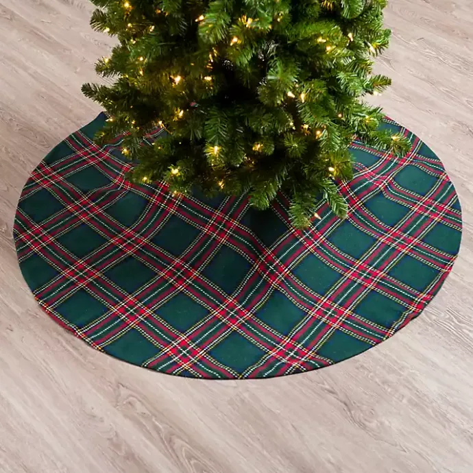 Clearance Kirklands Home Classic Plaid Christmas Tree Skirt Green