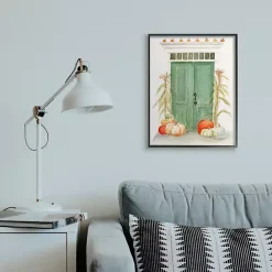 Best Kirklands Home Green Doors and Pumpkins Framed Giclee Art Print