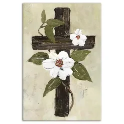 New Kirklands Home Easter Cross Canvas Art Print Green