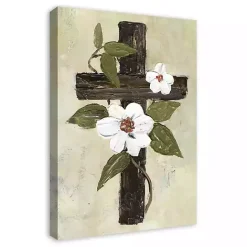 New Kirklands Home Easter Cross Canvas Art Print Green