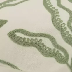 Discount Kirklands Home Green Embroidered Botanical Lumbar Pillow