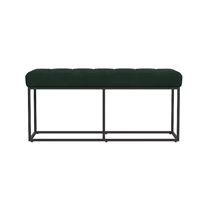 Clearance Kirklands Home Faux Suede Upholstered Metal Frame Bench Green