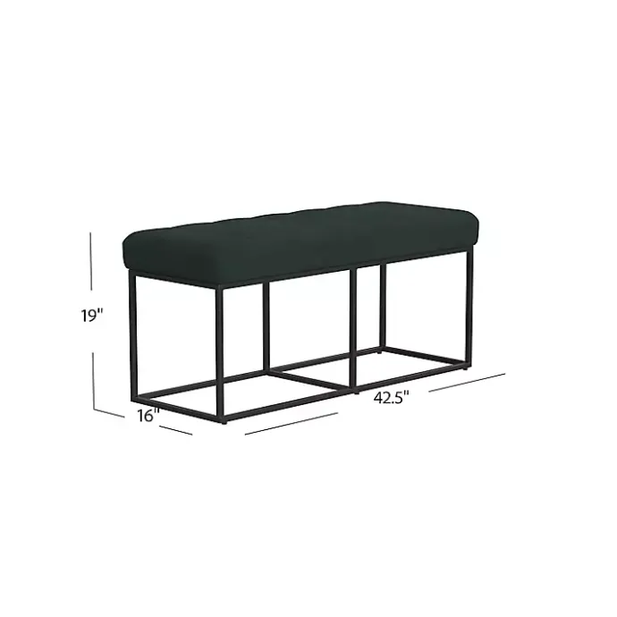 Clearance Kirklands Home Faux Suede Upholstered Metal Frame Bench Green
