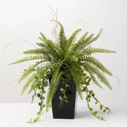 Sale Kirklands Home Fern Plant in Black Pot Green