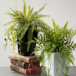 Sale Kirklands Home Fern Plant in Black Pot Green