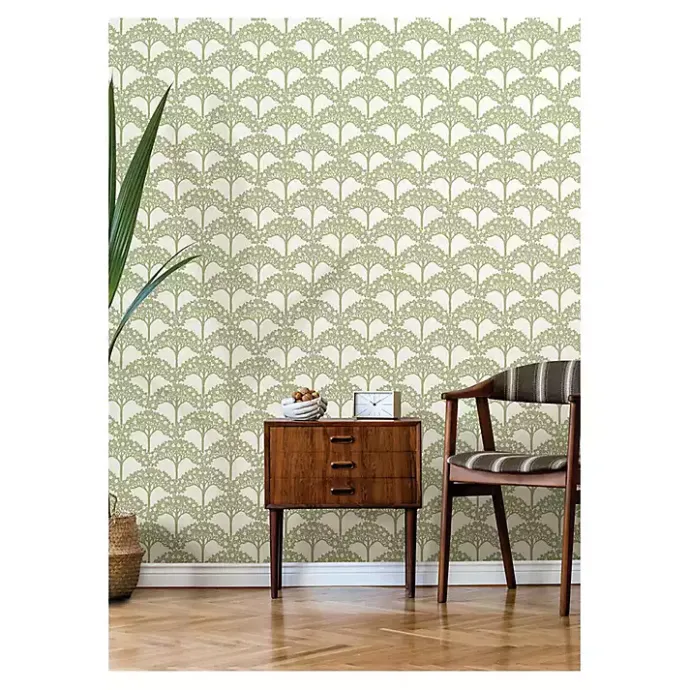 Discount Kirklands Home Green Flowering Trees Peel & Stick Wallpaper