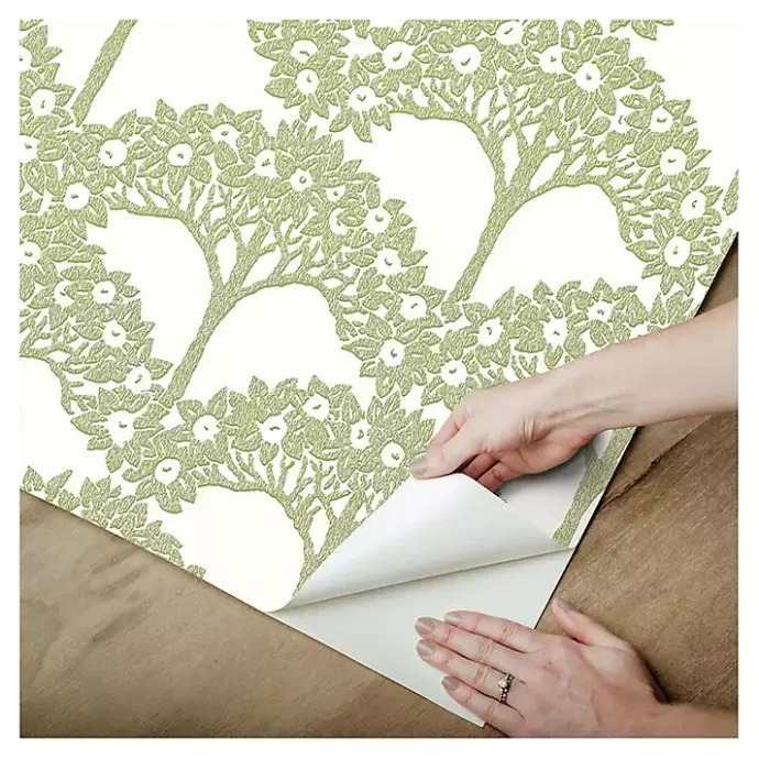 Discount Kirklands Home Green Flowering Trees Peel & Stick Wallpaper