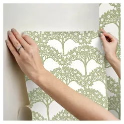 Discount Kirklands Home Green Flowering Trees Peel & Stick Wallpaper
