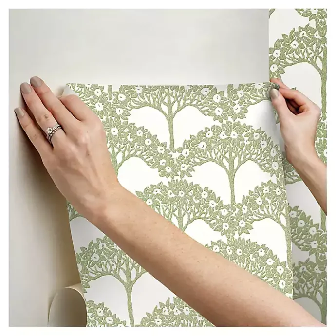 Discount Kirklands Home Green Flowering Trees Peel & Stick Wallpaper