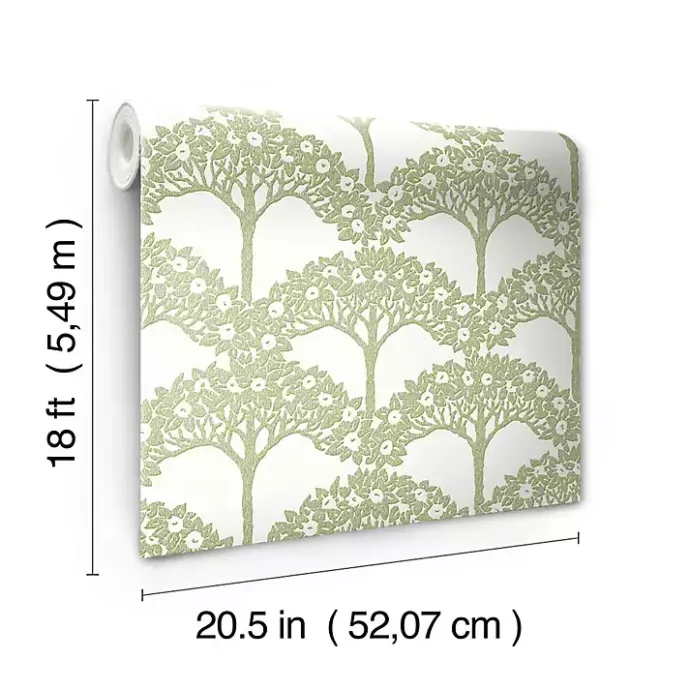 Discount Kirklands Home Green Flowering Trees Peel & Stick Wallpaper
