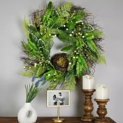 Sale Kirklands Home Foliage Bird Nest Wreath Green