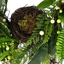 Sale Kirklands Home Foliage Bird Nest Wreath Green