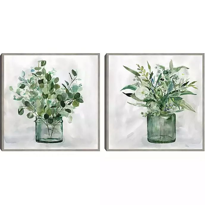 Outlet Kirklands Home Green Garden 2-pc. Framed Canvas Art Print Set Gray