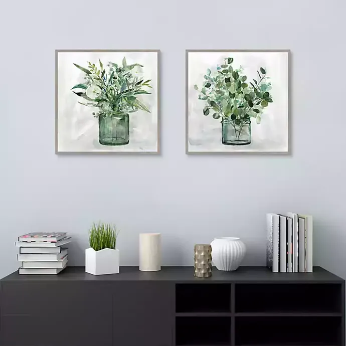 Outlet Kirklands Home Green Garden 2-pc. Framed Canvas Art Print Set Gray