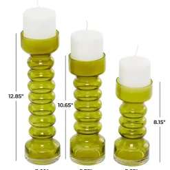 Clearance Kirklands Home Glass Bubble Pillar Candle Holders, Set of 3 Green