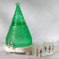 Discount Kirklands Home Glass Christmas Tree Drink Dispenser Green