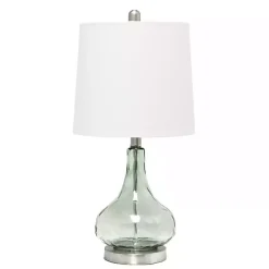 Discount Kirklands Home Green Glass Ripple Table Lamp White