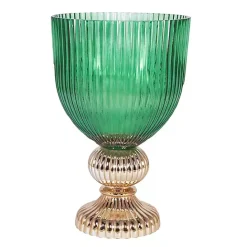 Best Kirklands Home Glass Vase with Gold Pedestal Base, 16 in. Green