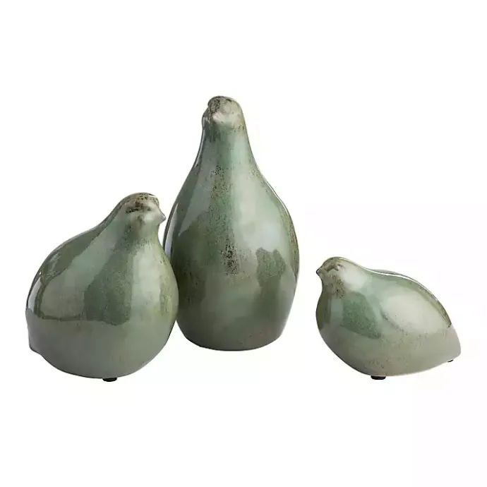 Clearance Kirklands Home Glazed Ceramic Bird Figurines, Set of 3 Green