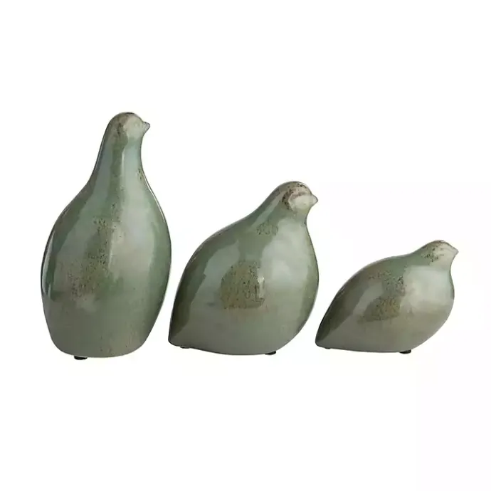 Clearance Kirklands Home Glazed Ceramic Bird Figurines, Set of 3 Green