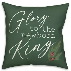 Sale Kirklands Home Glory to the Newborn King Christmas Pillow Green