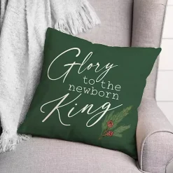 Sale Kirklands Home Glory to the Newborn King Christmas Pillow Green