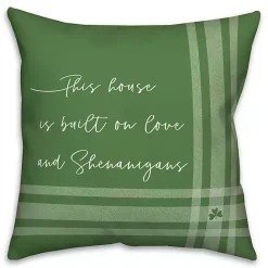 Clearance Kirklands Home Green Love and Shenanigans Pillow